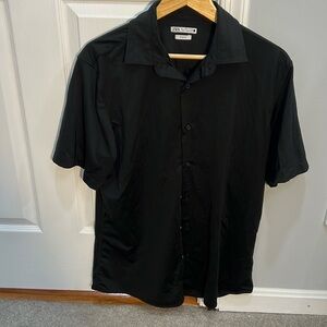 Zara mens polo button up shirt black size large
